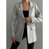 Yün Efekt Kumaş Tek Düğme Gri Blazer Ceket
