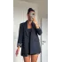 Myra Leopar Astarlı Şal Yaka Blazer Ceket Lacivert