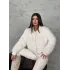 Deri Garnili Beyaz Kürk Ceket