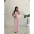 Luna Bağlamalı Yelek Pantolon Takım-Pembe