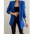 Atlas Kumaş Astarlı Büzgü Kol Tam Kalıp Saks Mavi Blazer Ceket