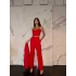 KIRMIZI CROP BLAZER CEKET PANTOLON TAKIM