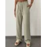 BELİ LASTİKLİ KETEN PANTOLON YEŞİL