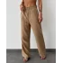 BELİ LASTİKLİ KETEN PANTOLON KAHVE
