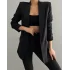 Atlas Kumaş Büzgü Kol Tam Kalıp Siyah Blazer Ceket