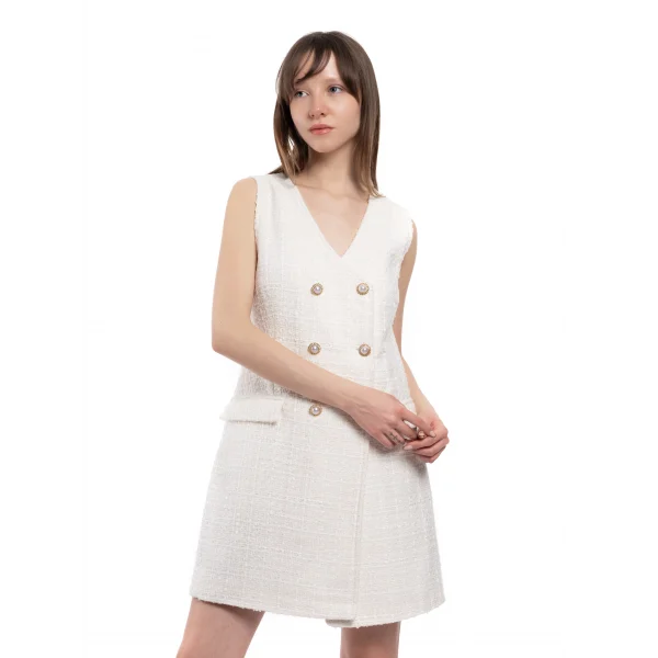 Zara Düğme Detaylı Beyaz Tüvit Gömlek Elbise