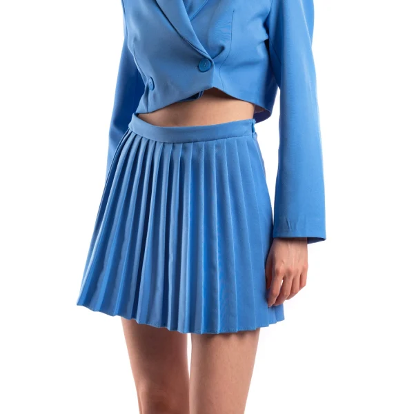 Pileli İçi Şortlu Mavi Etek