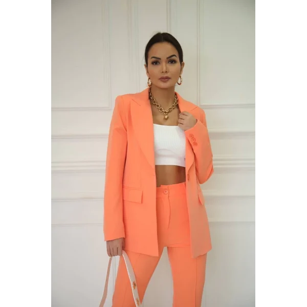 İspanyol Paça Turuncu Ceket Pantolon Takım