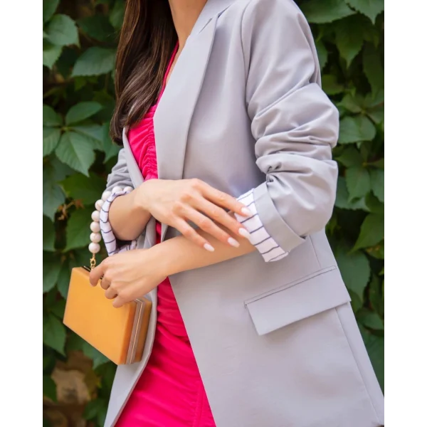 Renkli Astar Gri Blazer Ceket