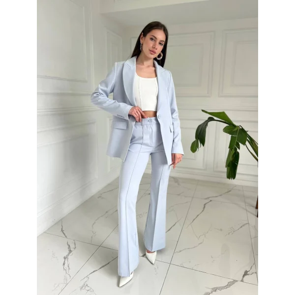 Premium Kumaş Bebe Mavi Ceket Pantolon Takım