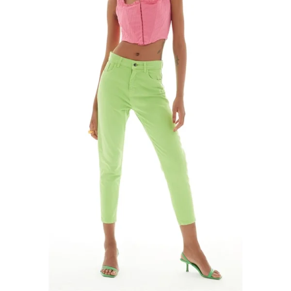 Gabardin Mom Jean Neon Yeşil