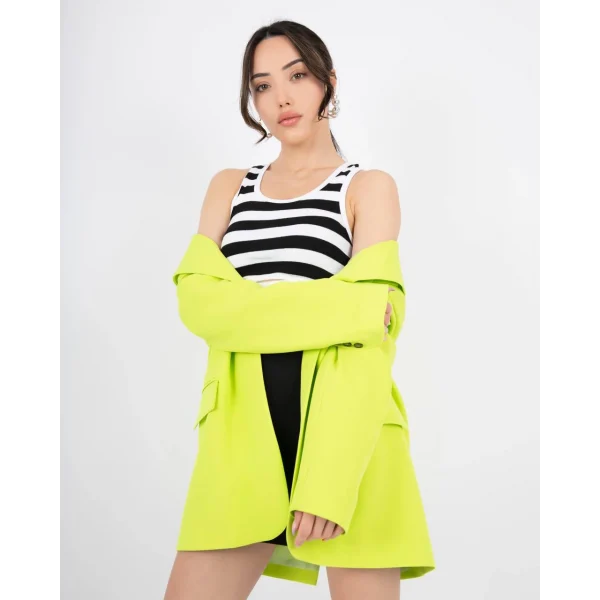 Neon Tek Düğme Astarlı Blazer Ceket