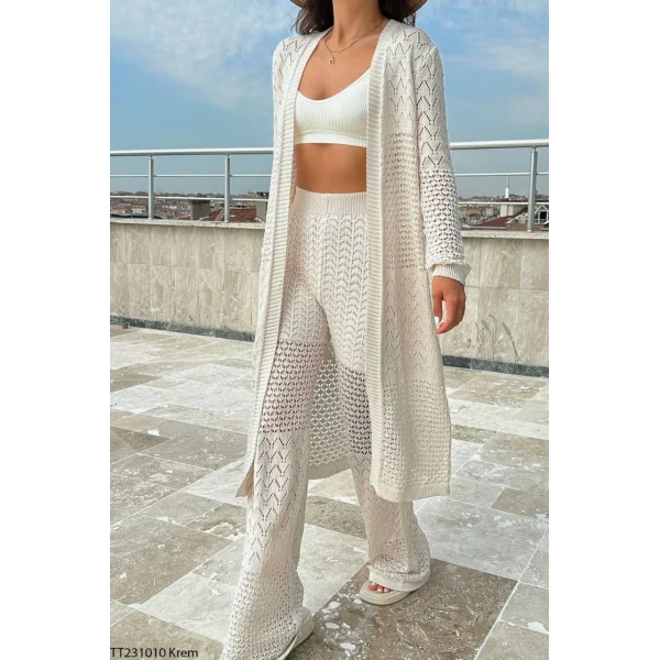Ajur Uzun Hırka Pantolon Takım