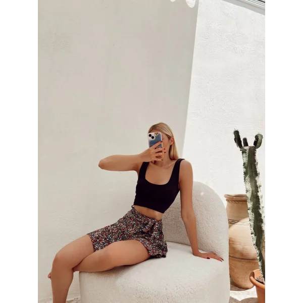 Karışık Desenli Şort Etek