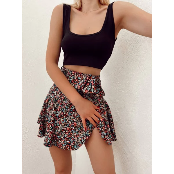 Karışık Desenli Şort Etek