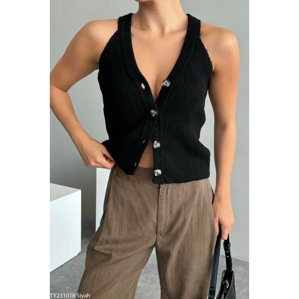 İTALYAN REGLAN SİYAH YELEK