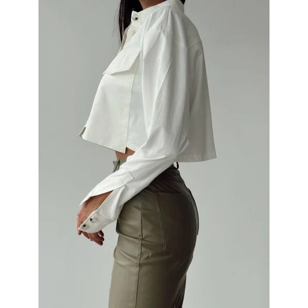 YÜKSEL BEL DERİ PANTOLON HAKİ