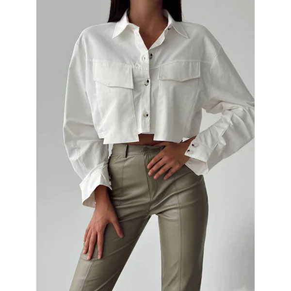 YÜKSEL BEL DERİ PANTOLON HAKİ