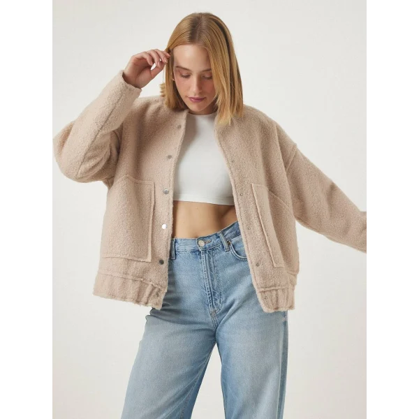 EKRU BUKLET BOMBER CEKET