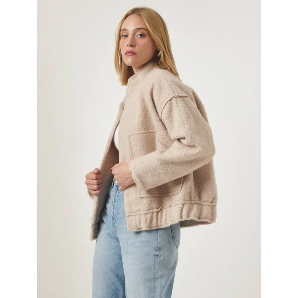 EKRU BUKLET BOMBER CEKET