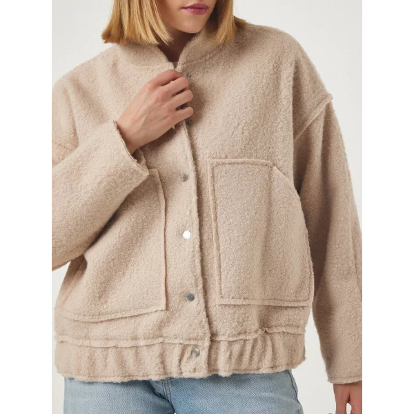 EKRU BUKLET BOMBER CEKET