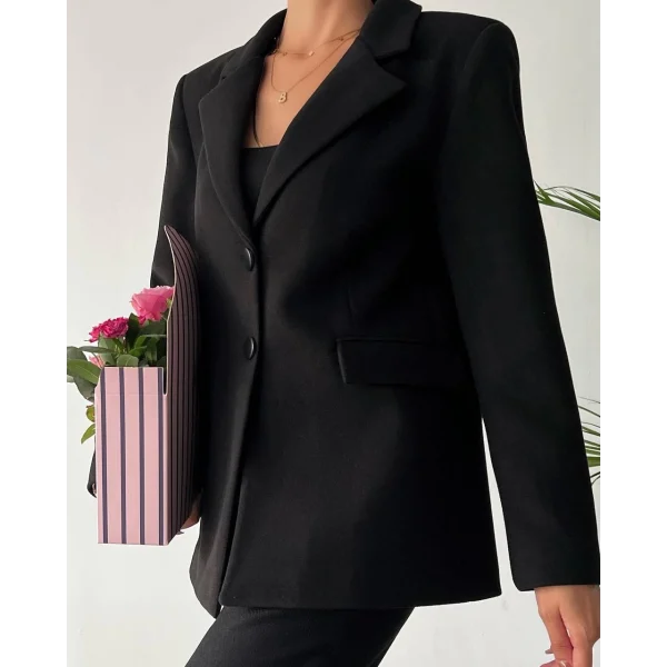 İTHAL KUMAŞ SİYAH KAŞE CEKET