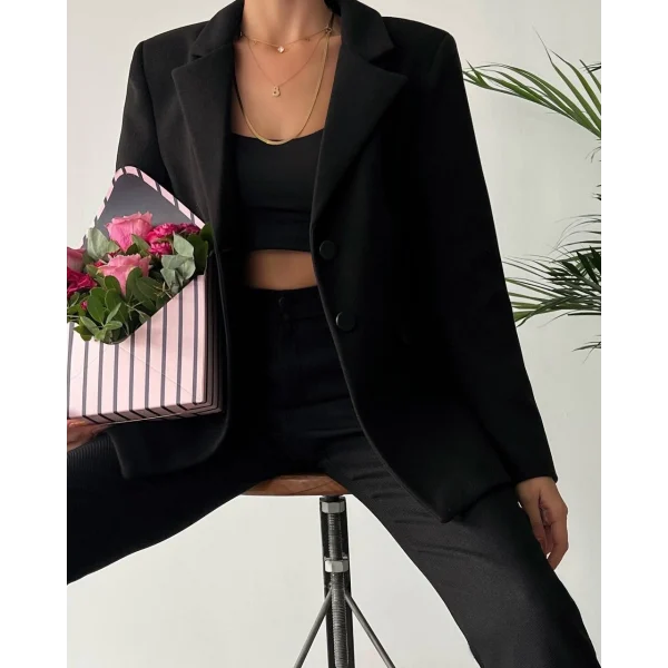 İTHAL KUMAŞ SİYAH KAŞE CEKET