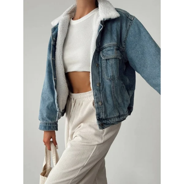 KÜRKLÜ KALIN DENİM CEKET