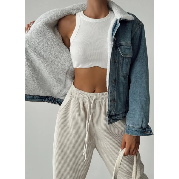 KÜRKLÜ KALIN DENİM CEKET