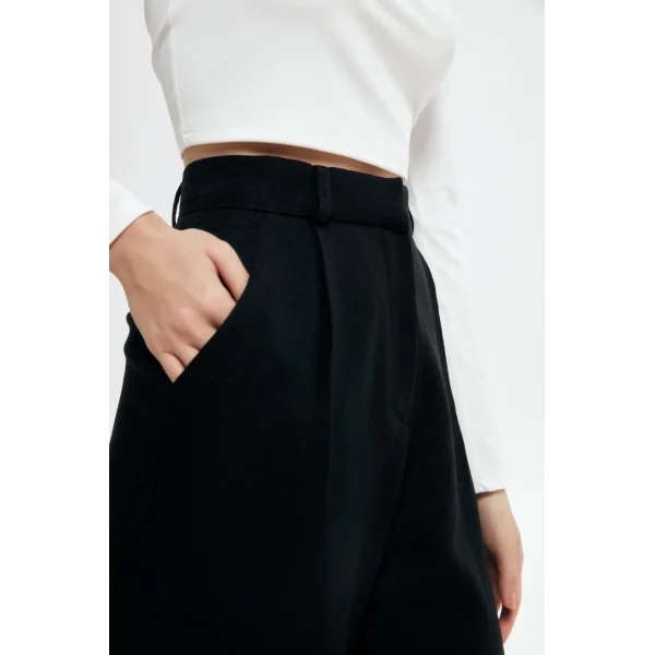 BOL PAÇA PALAZZO KUMAŞ PANTOLON SİYAH