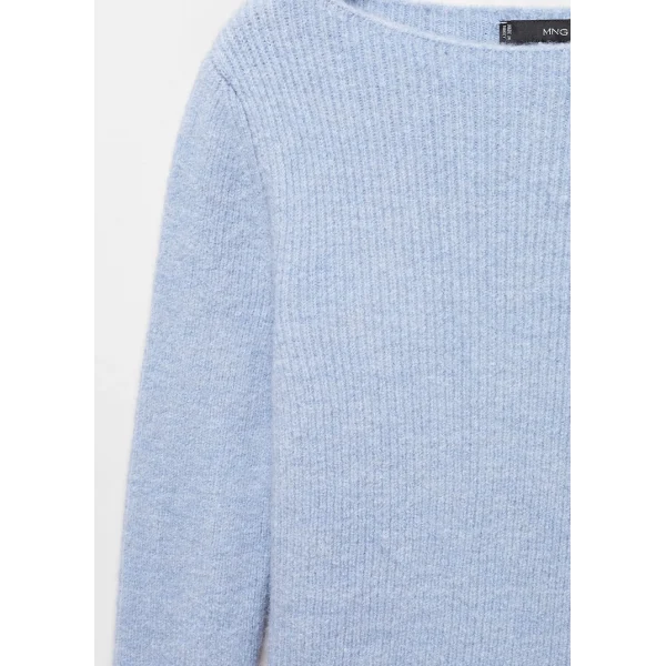 KAYIK YAKA ÖRGÜ KAZAK MAVİ