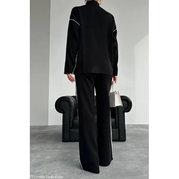 ÇİZGİLİ SİYAH KAZAK PANTOLON TAKIM