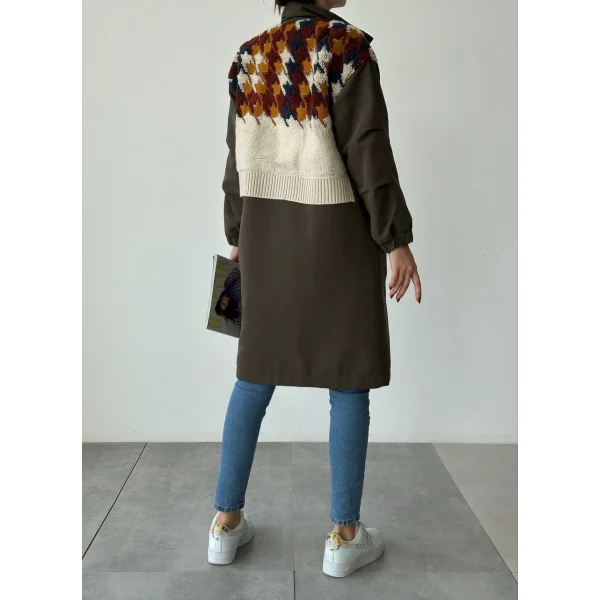 TRİKO GARNİLİ TRENÇKOT HAKİ