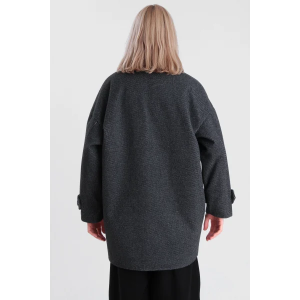 DÜŞÜK KOL OVERSİZE KABAN SİYAH