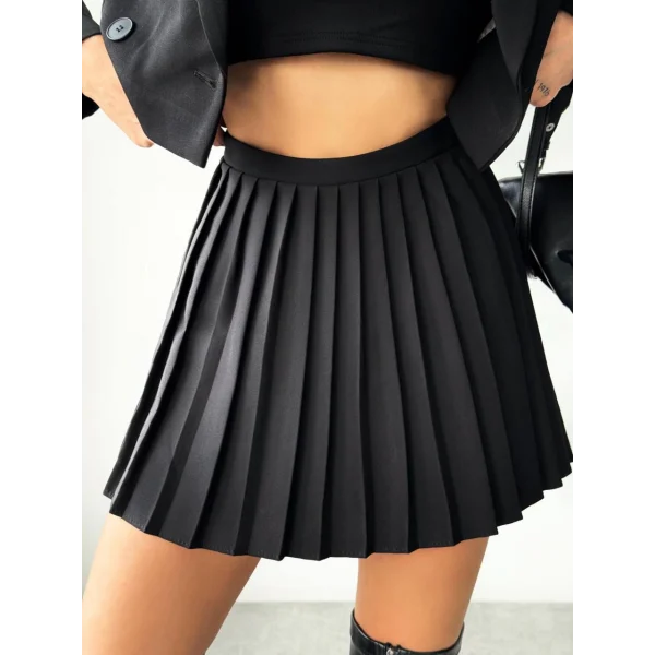 PİLELİ ŞORT ETEK SİYAH