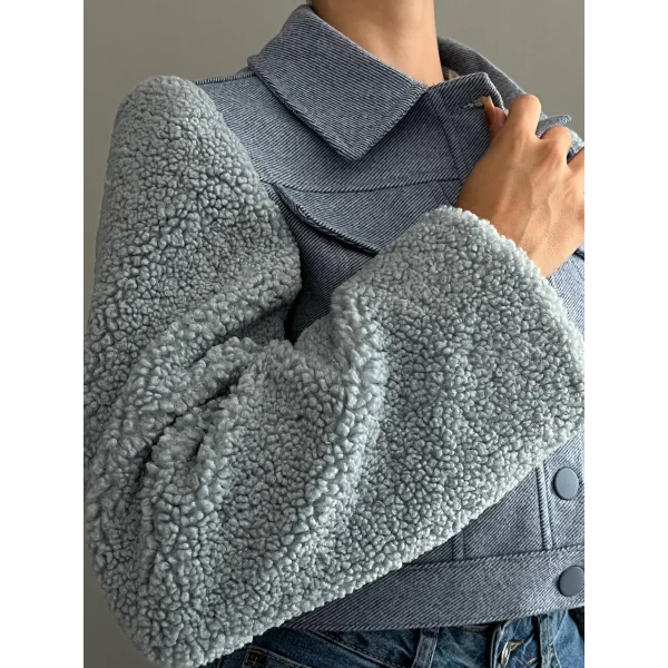 TEDY KOL KISA CEKET MAVİ