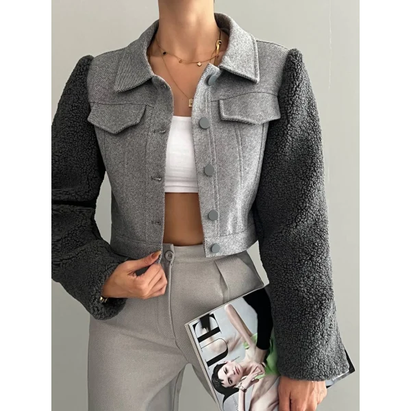 TEDY KOL KISA CEKET FÜME