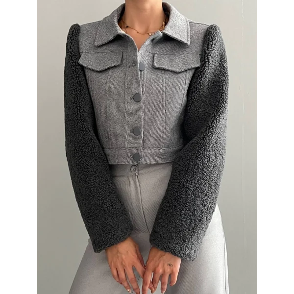 TEDY KOL KISA CEKET FÜME