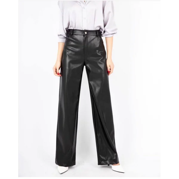 SİYAH TEK DÜĞME DERİ PANTOLON