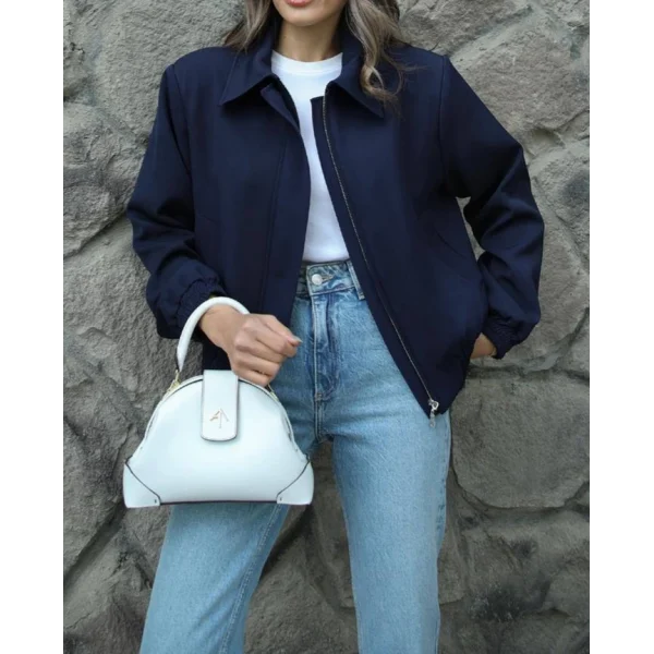 LACİVERT VATKALI BOMBER CEKET