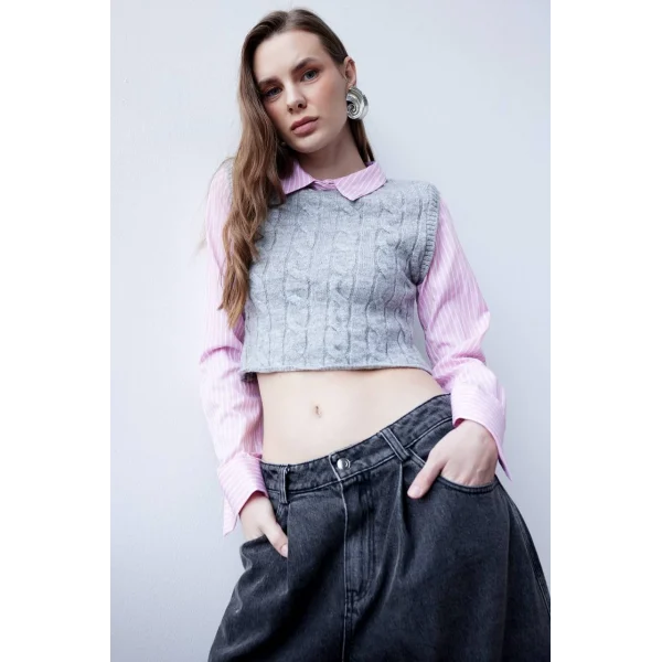 KONTRAST TRİKOLU GÖMLEK