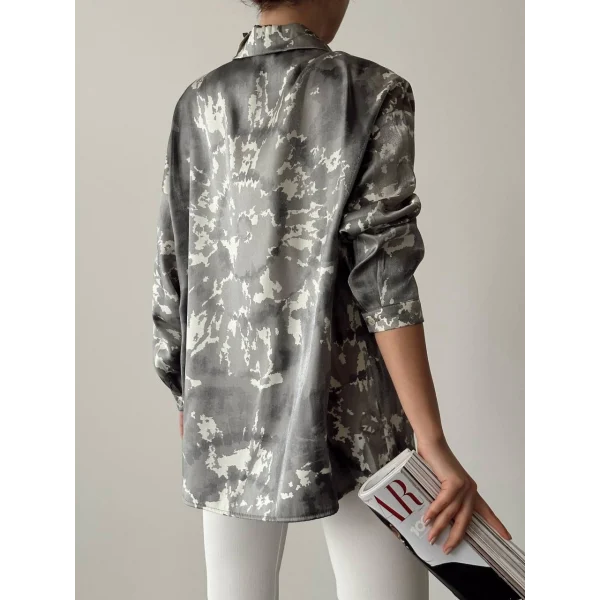 PARILTI KAMUFLAJ DESEN GÖMLEK GRİ