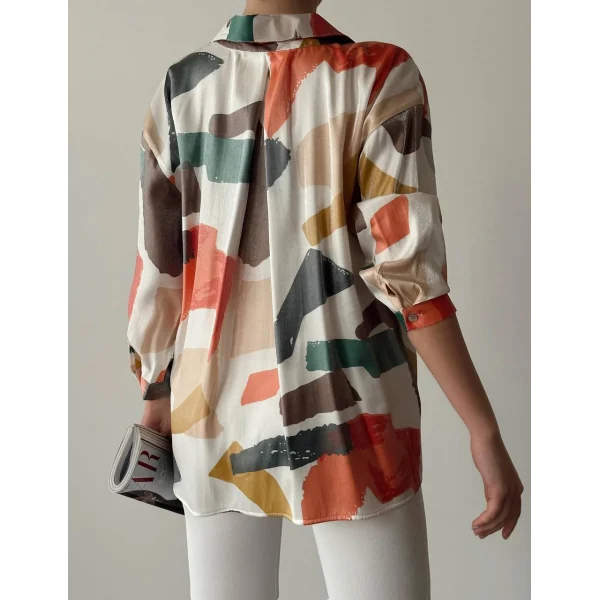 RENKLİ TEK CEP SATEN GÖMLEK TURUNCU