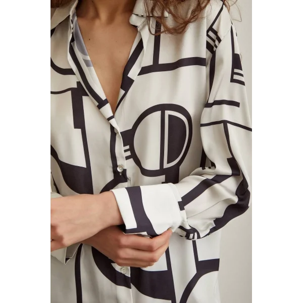 ÇİZGİLİ SATEN GÖMLEK KEMİK