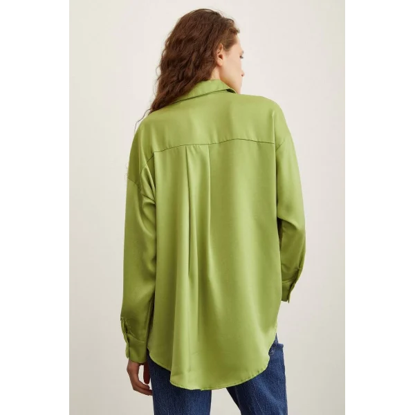 VİSKON SATEN GÖMLEK YEŞİL