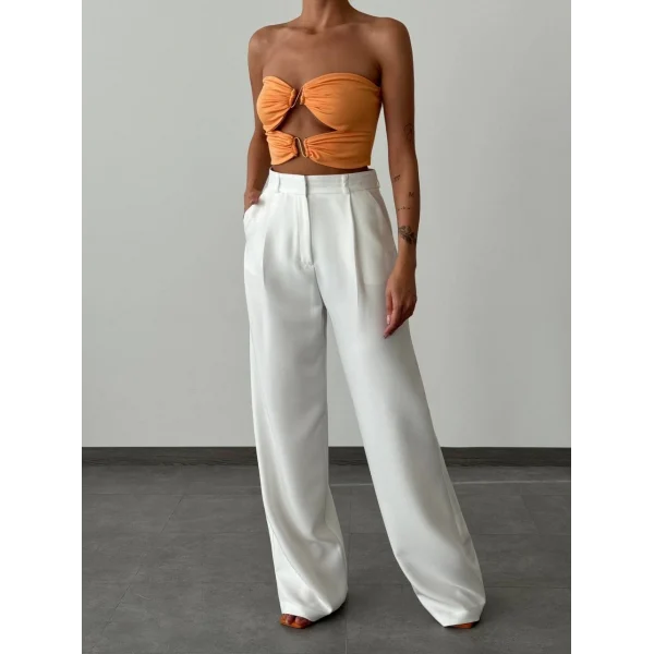 YÜKSEK BEL PALAZZO BOL PAÇA PANTOLON-BEYAZ