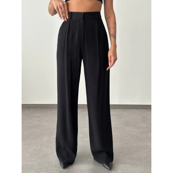 YÜKSEK BEL PALAZZO BOL PAÇA PANTOLON SİYAH