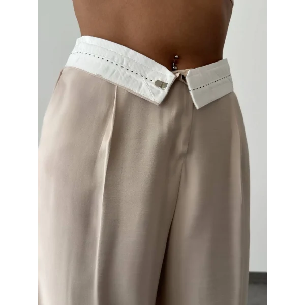 YÜKSEK BEL PALAZZO BOL PAÇA PANTOLON TAŞ