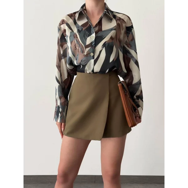 DESENLİ VUAL GÖMLEK KAHVERENGİ