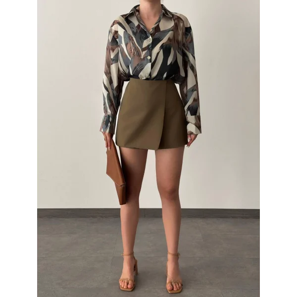 DESENLİ VUAL GÖMLEK KAHVERENGİ